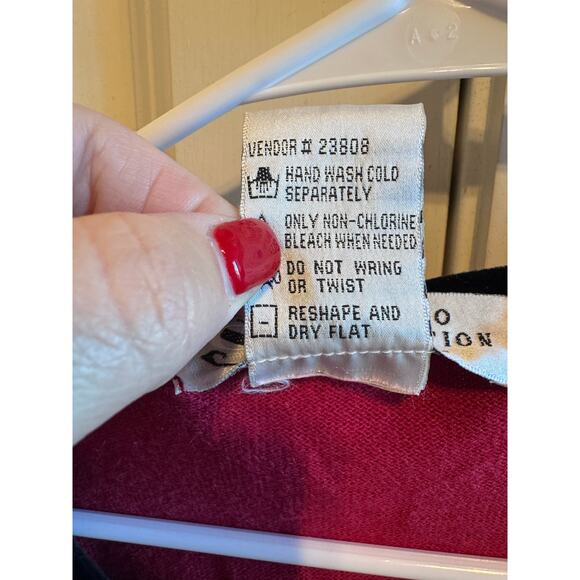 Studio Collection Women Red Sweater Black Velvet Trim Tie Plus Size 2X - Picture 4 of 8